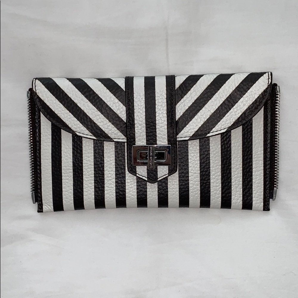 Henri Bendel Centennial Stripe Leather Clutch